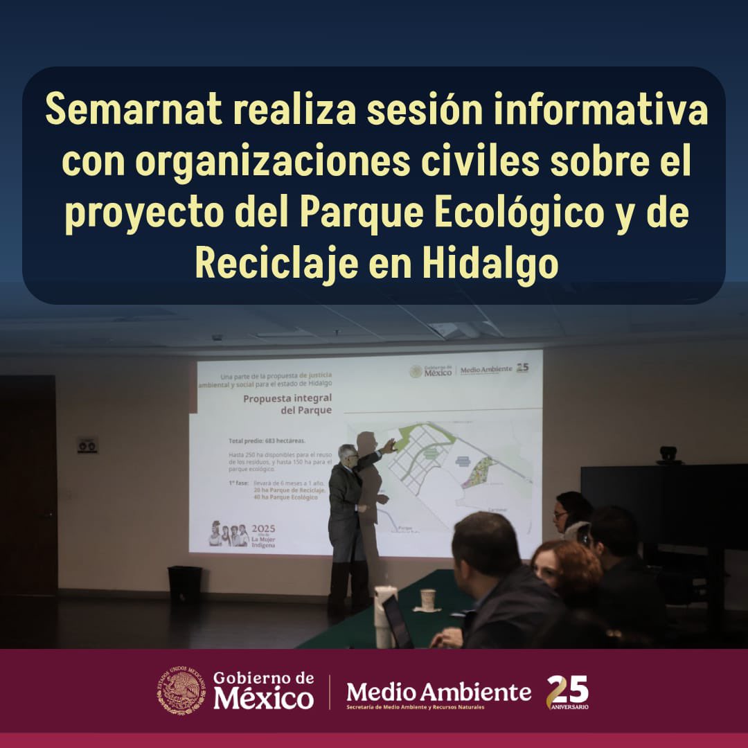 📄 #COMUNICADO | Semarnat realiza sesión informativa con organizaciones civiles sobre el proyecto del Parque Ecológico y de Reciclaje en Hidalgo

➡️ bit.ly/4atFh2s
#SomosMedioAmbiente