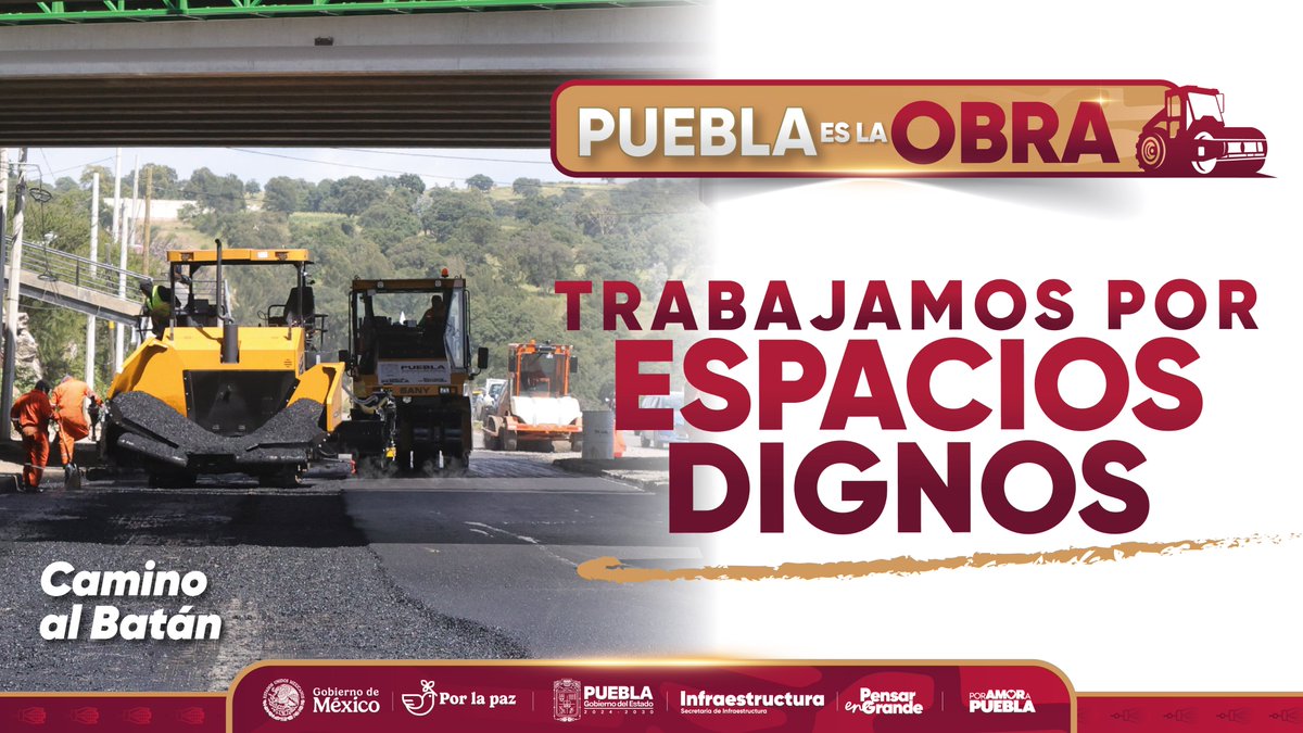 🚧 En Puebla, las vialidades también laten. 

Con 4 módulos de maquinaria, rehabilitamos caminos clave para facilitar traslados seguros y fortalecer la conectividad en la capital. 

#PensarEnGrande #PorAmorAPuebla