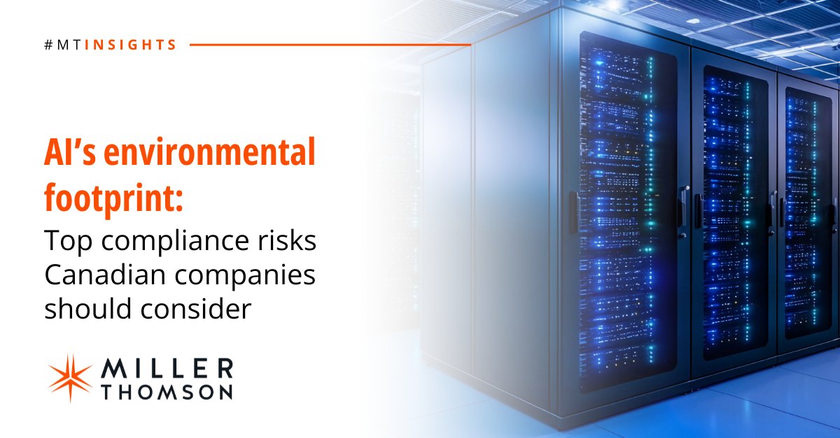 AI brings new environmental and regulatory considerations for organizations at both federal and provincial levels.

Learn more about the environmental and compliance risks that Canadian companies need to consider when deploying or scaling AI technologies: millerthomson.com/en/insights/en…