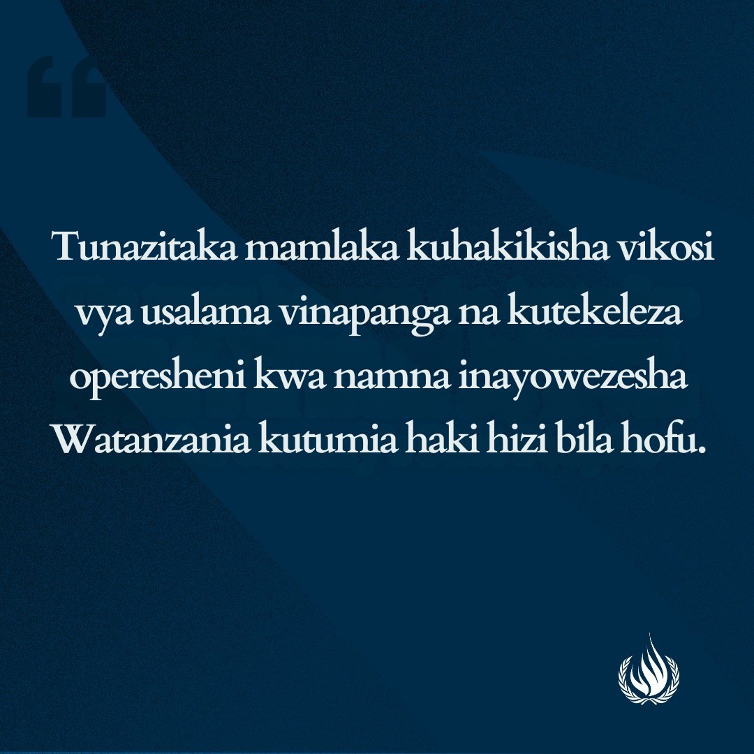 Kabla ya maandamano ya Siku ya Uhuru Disemba 09, <a href="/UNHumanRights/">UN Human Rights</a> inawakumbusha viongozi nchini #Tanzania wajibu wao wa kulinda kikamilifu haki za kujieleza, kukusanyika kwa amani na kushiriki masuala ya umma.

Taarifa kamili: ohchr.org/en/press-brief…