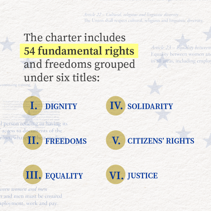 EUCouncil's tweet photo. 🎂 Today we celebrate 25 years of the EU Charter of Fundamental Rights! 

📜  As the EU’s ‘bill of rights’, the charter enshrines 54 political, social and economic rights that belong to everyone in the EU. 

Find out more ➡️https://t.co/ugSfnmAv9G

#EUCHARTER25