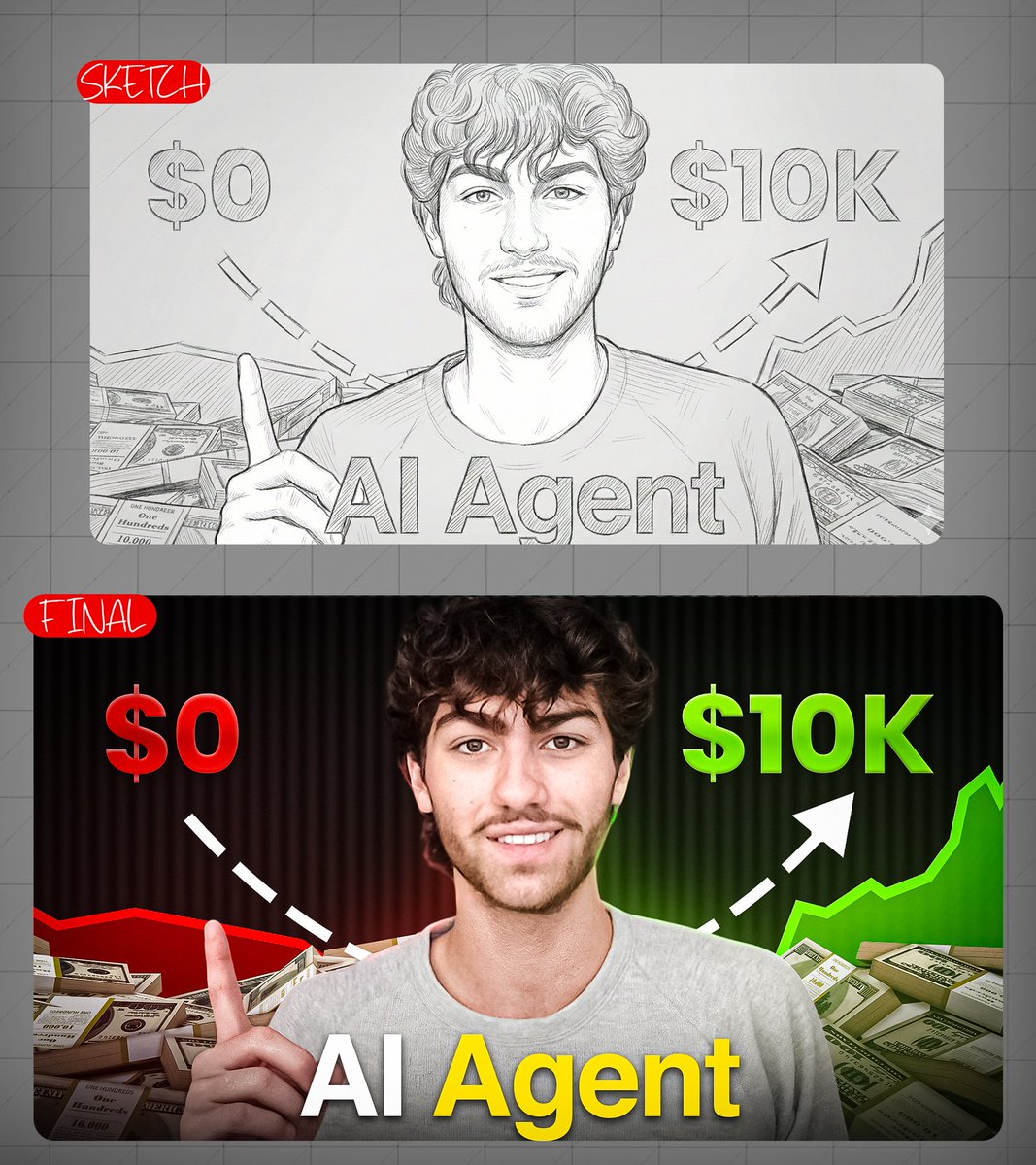 Thumbnail I made a while ago!🌟

Sketch vs Final