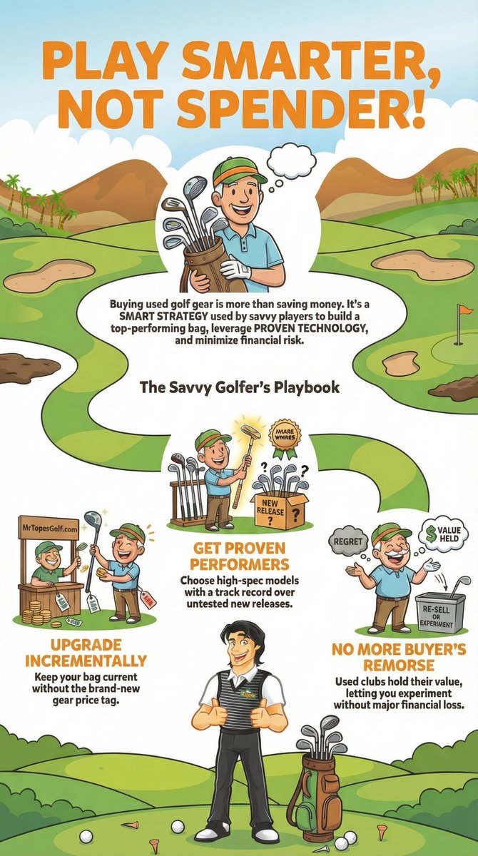 MrTopesGolf's tweet photo. Stop overspending on golf gear. 🚫 Start outsmarting the game. 🧠⛳️
Savvy golfers know the secret: 👉 Buy proven performers 👉 Upgrade without the new-gear price tag 👉 Avoid buyer’s remorse 👉 Keep more cash for tee times

🔥 Shop smarter at https://t.co/UPIrfDvcL5 https://t.co/AApIlX2xqs