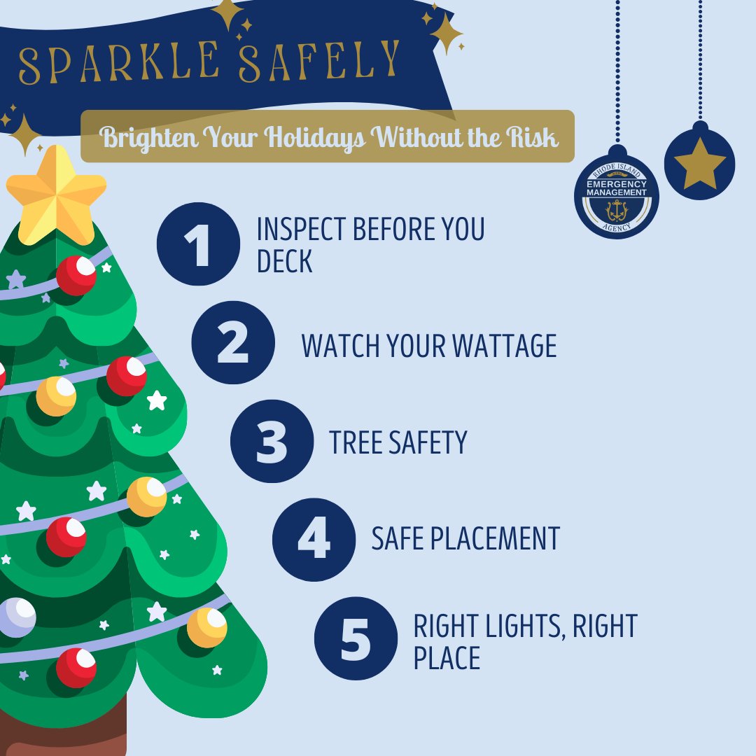 Deck the halls—safely! 🎄✨ Inspect all holiday lights for damaged cords, use indoor and outdoor lights as intended, and avoid overloading outlets. Turn lights off before bed or when leaving home to prevent electrical fires.