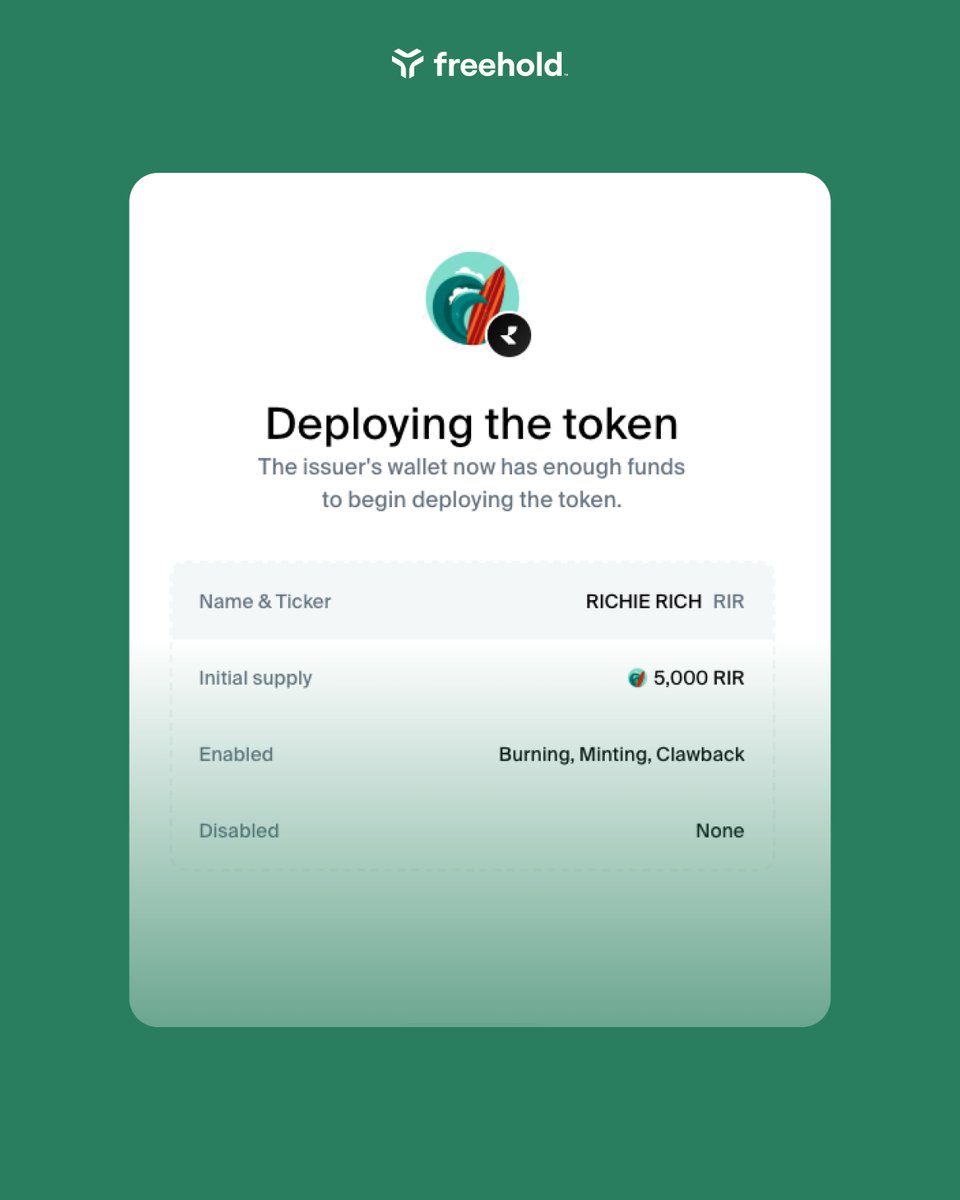 Soon you be able to tokenize a real-world asset in Freehold Web.
