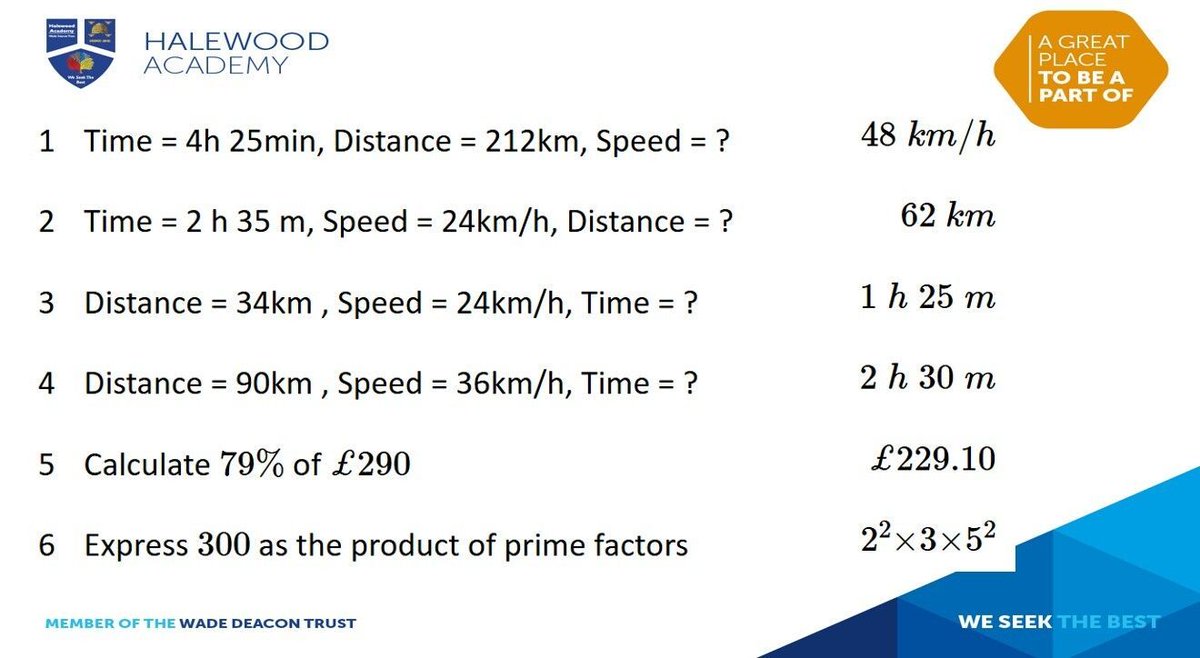 HalewoodAcademy's tweet photo. Years 10 &amp; 11 Maths Task

#SpeedDistanceTime #MathsPractice #Excellence https://t.co/ZvF8PQseVB