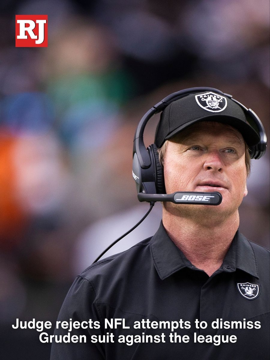 VegasNation's tweet photo. A judge on Wednesday rejected NFL attempts to throw out a lawsuit filed against the league by former @Raiders coach Jon Gruden.
READ MORE: https://t.co/cWdET1gzic https://t.co/bIgm1jqoZD