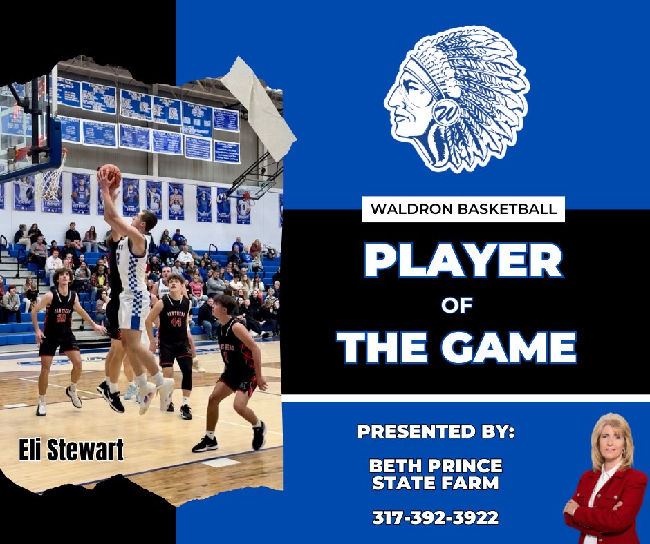Player of the Game vs. Knightstown: Eli Stewart. He finished with 23 points, seven rebounds and three steals and shot 60 percent from the field. 💪🏻

Big thank you goes out to Beth Prince State Farm for sponsoring our program! 

#mohawkshoops