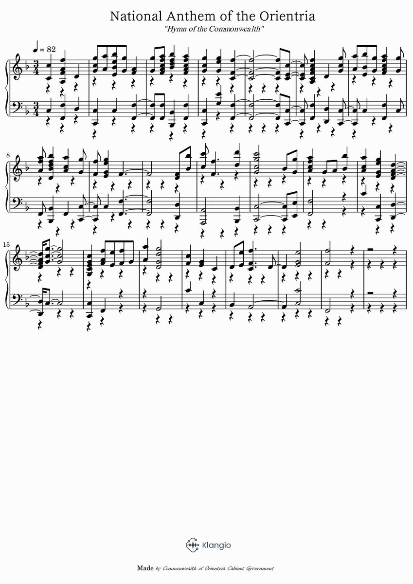 Cabinet Government: The government will soon release the sheet music for the new country that will be announced. The national video will be edited soon and broadcast on YouTube and public broadcasting. Please pay attention! 

#NationalAnthem #Micronations