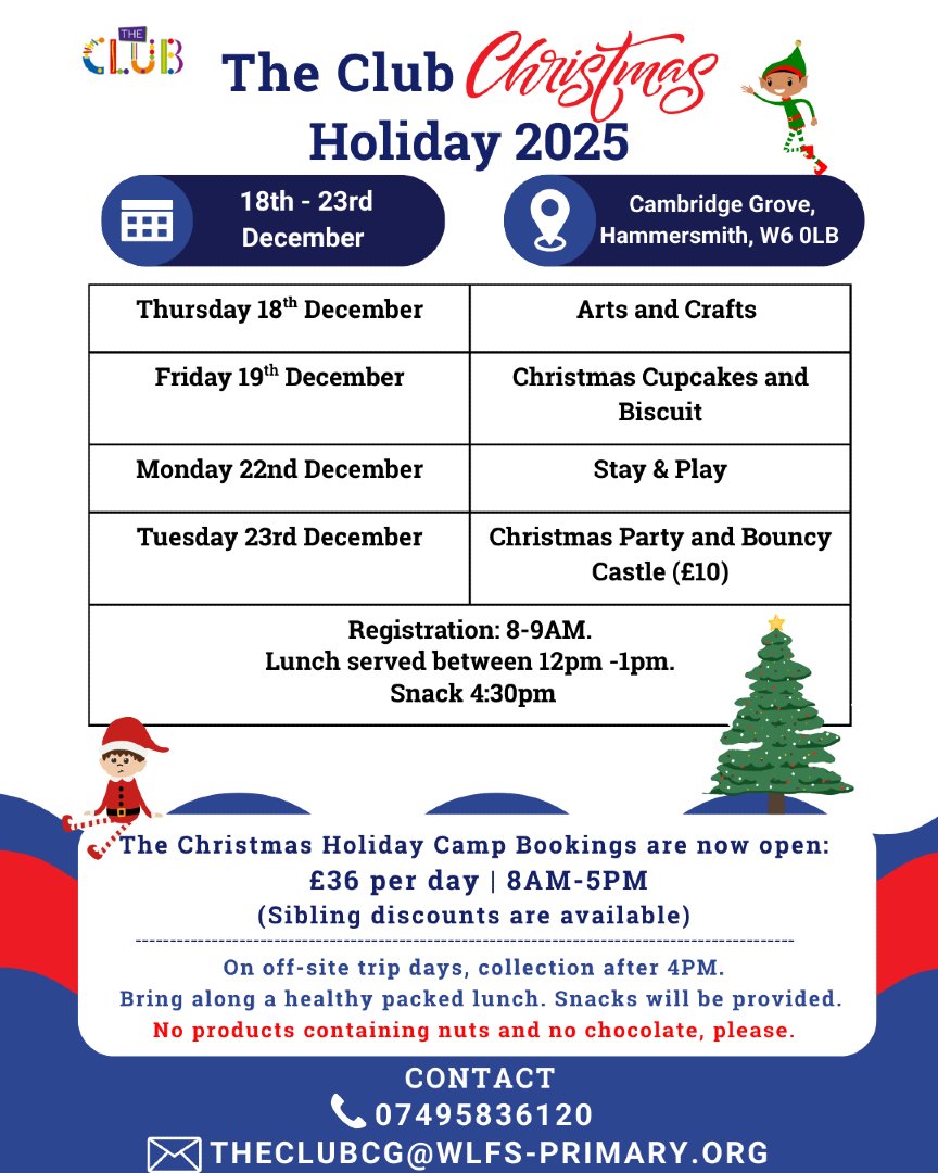 ECFSprimary's tweet image. Christmas Holiday Camp bookings for the club are open! ☃️