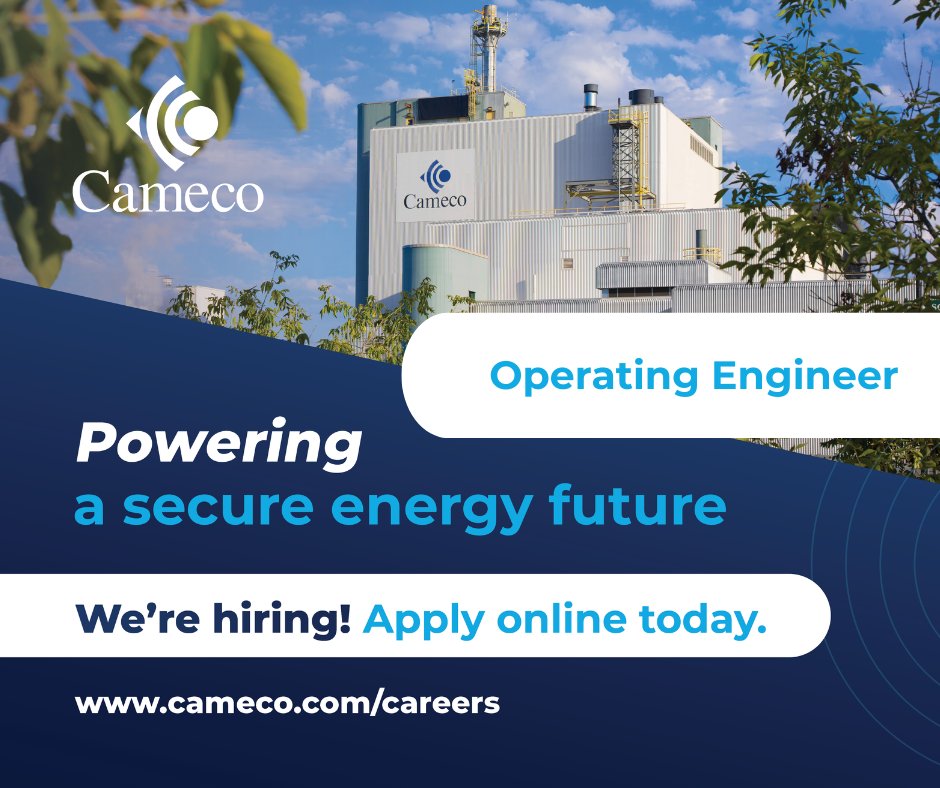 Energize your career with Cameco and help us to power a secure energy future. The Port Hope Conversion Facility currently has an open position for an Operating Engineer. Apply online today! ow.ly/fG7y50XCQkR