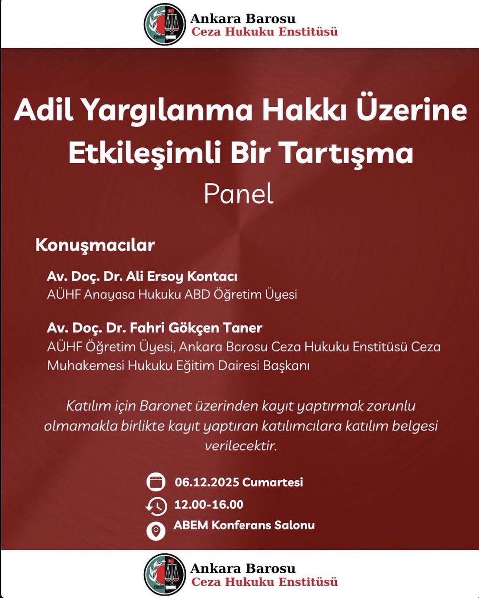 Sadece konuşmak yerine, bizim de dinleyip öğreneceğimiz gerçek bir etkileşim ve zihnimizi ve hukuka dair inancımızı zinde tutacak canlı bir tartışma ortamı hedefiyle, ilgilenen herkesi bekliyoruz..