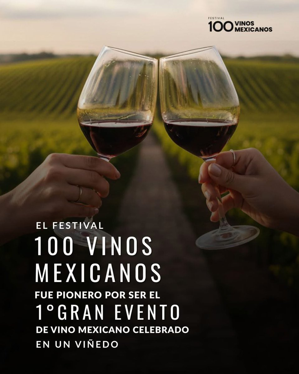 ¡Un brindis por los pioneros! 🍷 
El Festival 100 Vinos Mexicanos marcó un antes y un después en la cultura del vino en el país, siendo el primer gran evento de vino mexicano que se celebró directamente en un viñedo: Viñedos La Redonda🍇😉