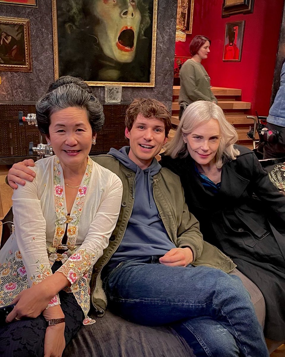 elizabeth mcgovern with nicholas denton &amp; michelle wen lee on the set of “talamasca: the secret order” (2024)
📸: amc
