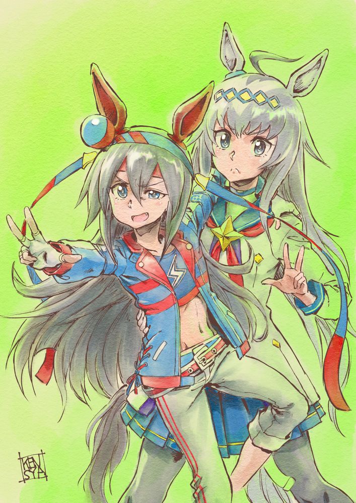 ウマ娘 #オグリキャップ #タマモクロス 過去絵のリメイクで恐縮ですが
