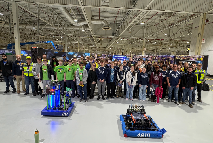 uticaschools's tweet photo. The Ford Van Dyke Electric Powertrain Center invited the UCS Robotics ThunderChickens team out to their new Ford STEM Day, where they provided a tour of the plant to show students some of their product and manufacturing technology. The students also gave a robot demonstration. https://t.co/mZEdUFImtf