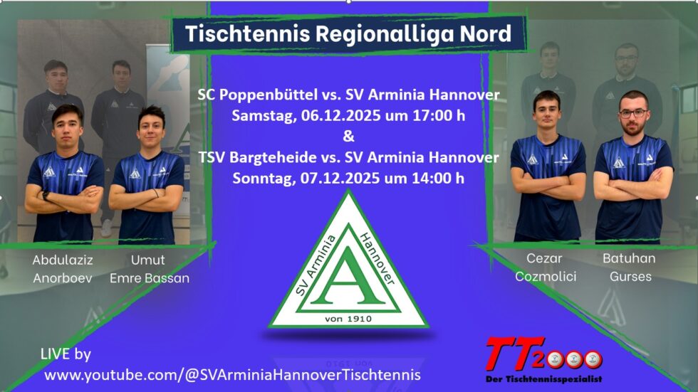 Tischtennis: Kampf um Platz 7: Spannendes Doppel-Auswärtswochenende im Norden sv-arminia-hannover.de/allgemein/kamp… #Regionalliga