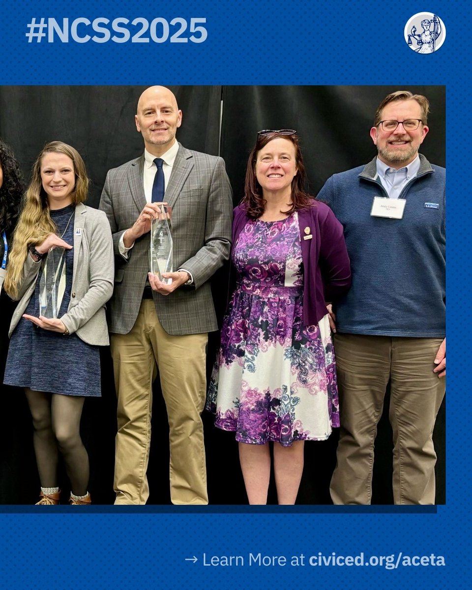 CivicEducation's tweet photo. Every year, the best way to begin the NCSS Conference is a celebration of the American Civic Education Teacher Award winners. 2025 was no different, as we presented the awards to Shae Parks, Phillip Wrigley, and Robert Schulte. Congratulations!
#NCSS2025 #ACETA #CivicEducation https://t.co/KnEg796TVq