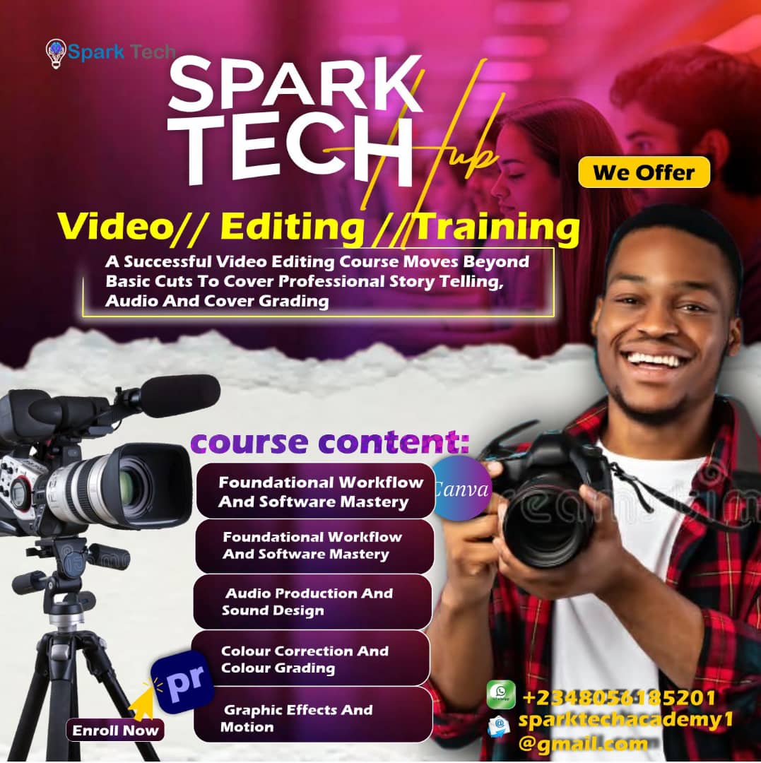 SparktechT663's tweet photo. 🎬 Good videos get attention — great editors create impact.
From marketing to entertainment, the labour market is constantly searching for skilled video editors.

Learn Video Editing at Sparktech Hub and position yourself where the demand is growing fast.
Type READY to start 🚀 https://t.co/L0pIvzQGIJ