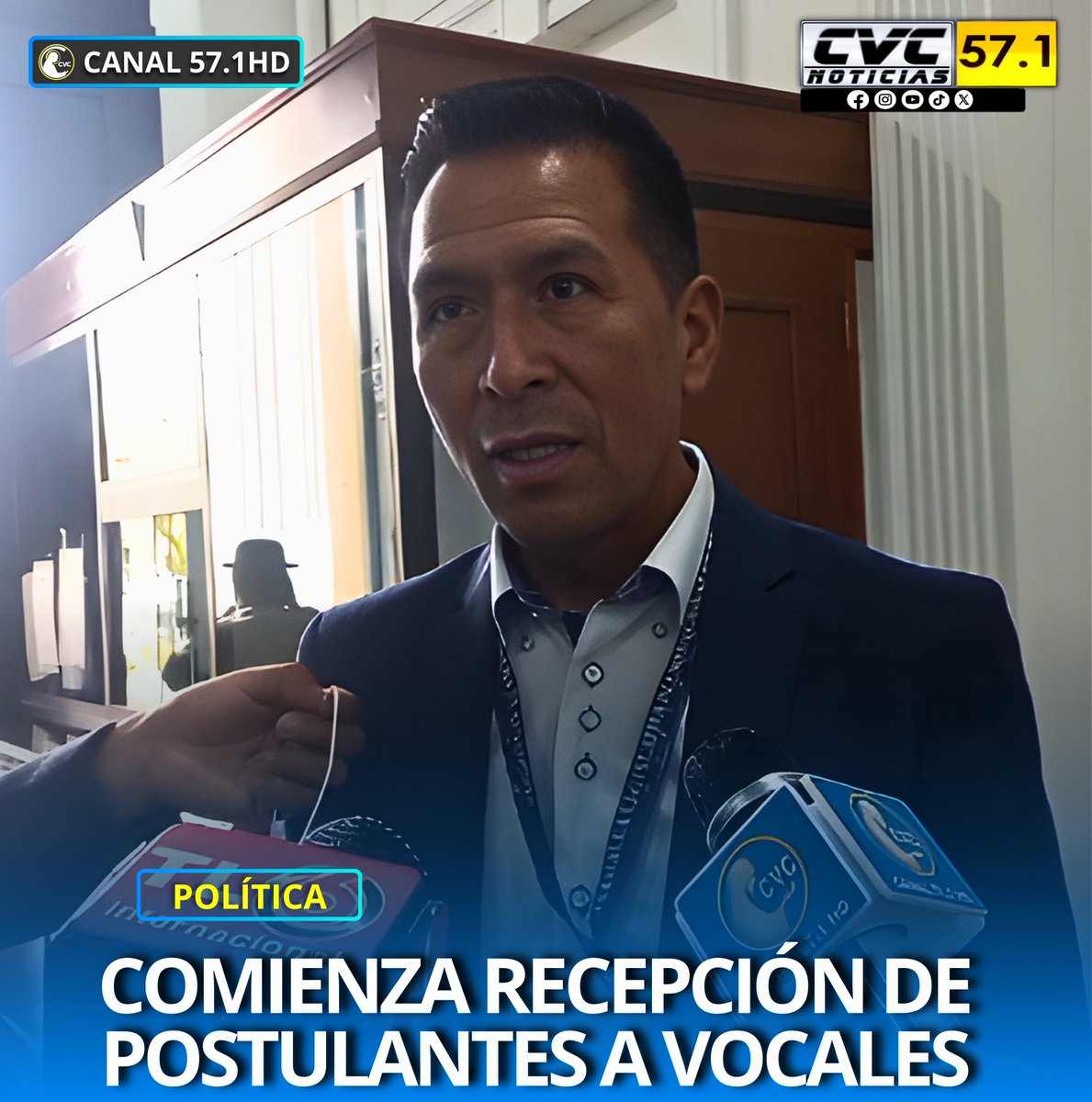CVC_ElAlto's tweet photo. El diputado por el PDC, Freddy Castillo, dio a conocer que desde esta jornada hasta el lunes se realizará la recepción de documentos de los postulantes a vocales, asegurando que se debe contar con un mínimo de 20 candidatos para no calificar como desierta dicha ley.
#cvc57 #PDC https://t.co/4S33EYQoAD