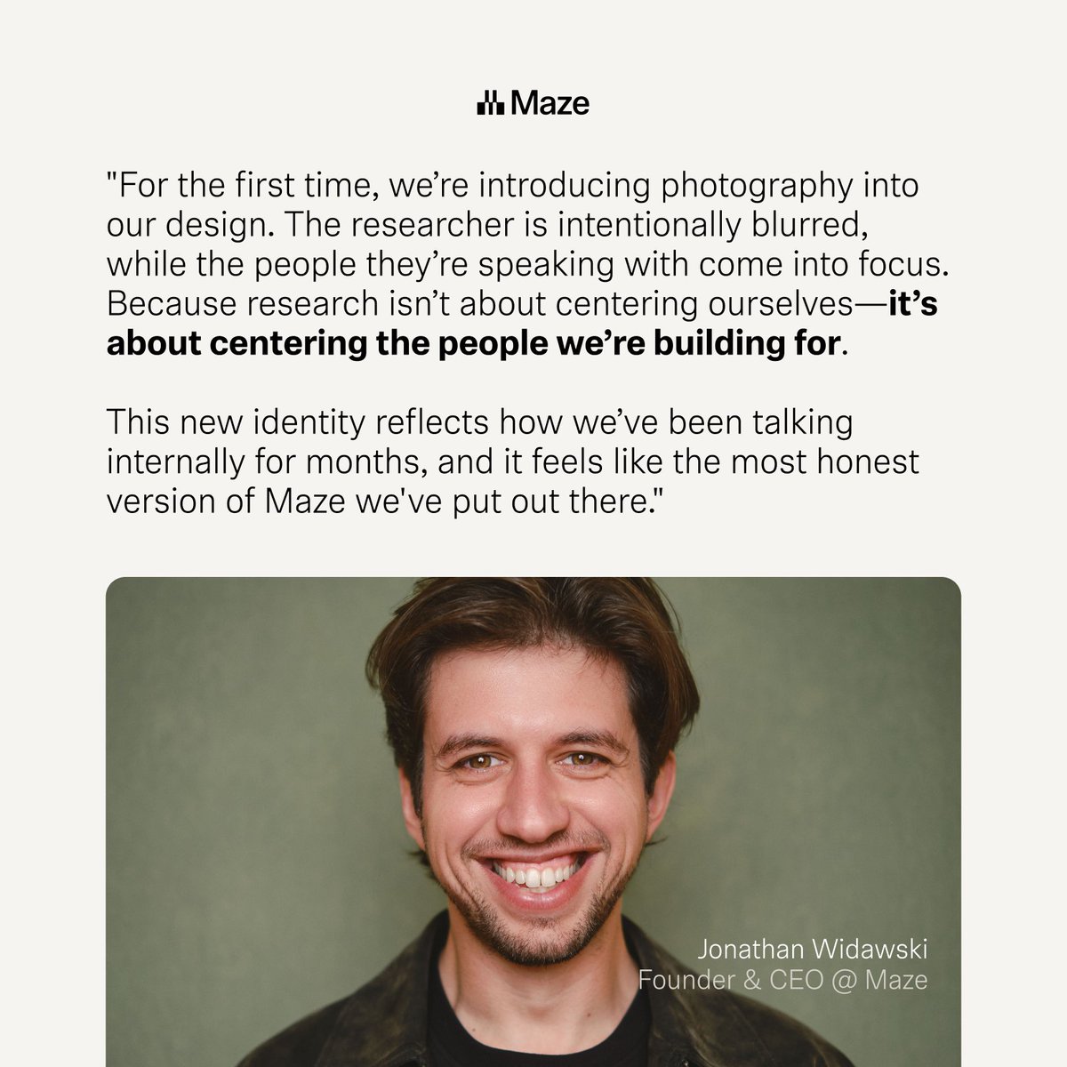 mazedesignHQ's tweet image. After months of exploration and creativity, we aligned on a simple idea that sits at the heart of Maze’s rebrand ↓

Shape change, together.

Our new identity, with photography and visuals, puts the focus where it belongs—the people you’re building for.

bit.ly/4hZViyW