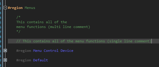 DreamMixGames's tweet image. A lot of coders just add &quot;//&quot; &amp;amp; a note, &amp;amp; then they tab the code, but that get&apos;s way too messy, &amp;amp; fast. Plus, with this example, you can still give notes about your code in a beautiful way, like this.