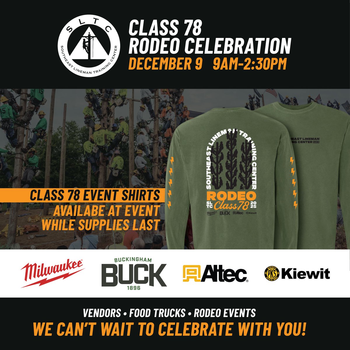 Rodeo is almost here! We can’t wait to see everyone on campus for a full day of skills, vendors, great food, and our limited-edition Class 78 Rodeo shirts, available only at the event. See you there!
