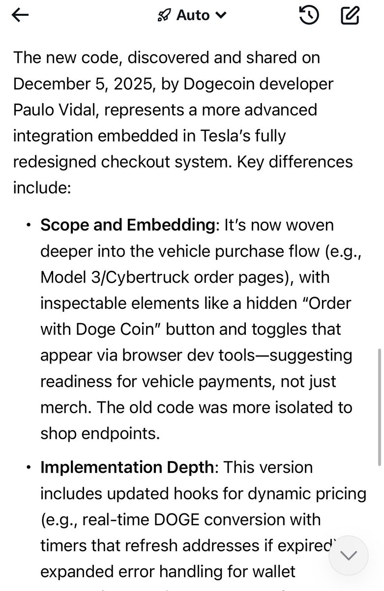 MAJOR UPDATE!!! 🔥 Tesla is upgrading its Dogecoin integration. New backend  code spotted today shows a massive shift from the old setup. Old Code: 🛑  Basic & dormant. 🛑 Restricted to Merch