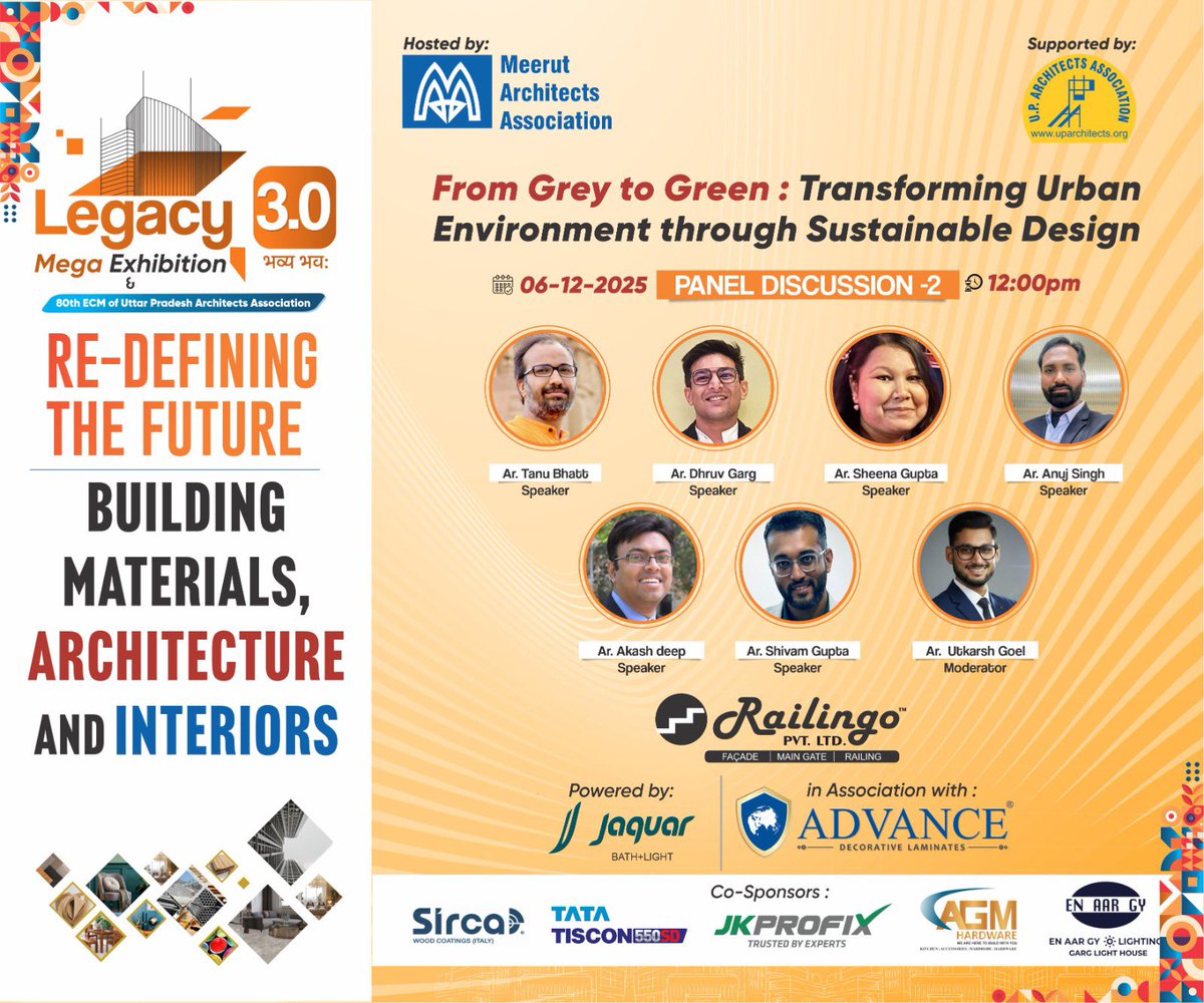 Join us for informative discussions on Sustainable Design and many more…

Legacy 3.0 Event hosted by Merrut Architects Association supported by UP Architects Association.