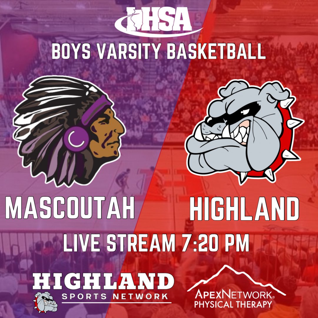 🏀🟣Mascoutah⚪️vs🔴Highland⚫️🏀
‼️MVC MEGA Night!
📺Watch FREE on Boxcast or Facebook
⏰Lady Bulldogs live stream begins at 5:45 PM - boys broadcast will follow
📍at Highland High School