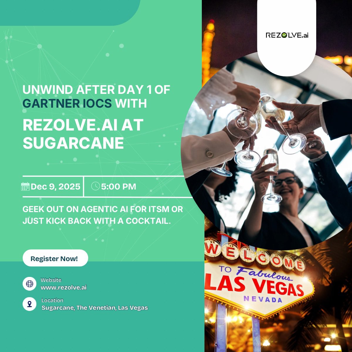 If you are attending Gartner IOCS in Las Vegas,  swing by Sugarcane after Day 1 and hang out with us. It’s a relaxed end to a packed day with good drinks and even better conversations about Agentic AI for ITSM. 

Register here: lnkd.in/grZuW8f4