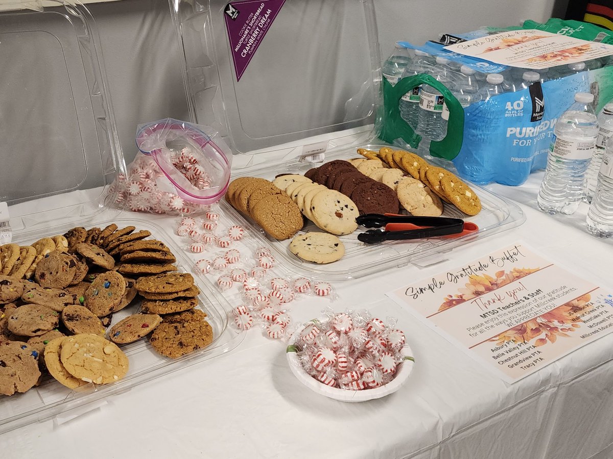 MEF collaborated with PTA's districtwide to provide a Simple Gratitude Buffet for staff in our buildings! This annual event is a great way to say thank you -- treating our dedicated teams to lunch for the great work they do for our students here at MTSD🙏🍪