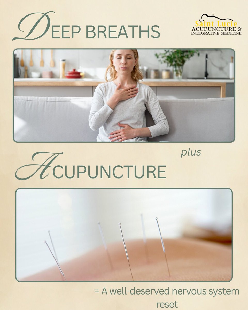 AcupuncturePSL's tweet photo. A few slow breaths + an acupuncture session = a well-deserved nervous system reset. Your body doesn’t have to run on stress just because the season is busy🧘📆

#stlucieacupuncture #portsaintlucie#HolidayStress #AcupunctureBenefits #CalmYourNervousSystem #RelaxAndRestore https://t.co/AVUTKajGXK