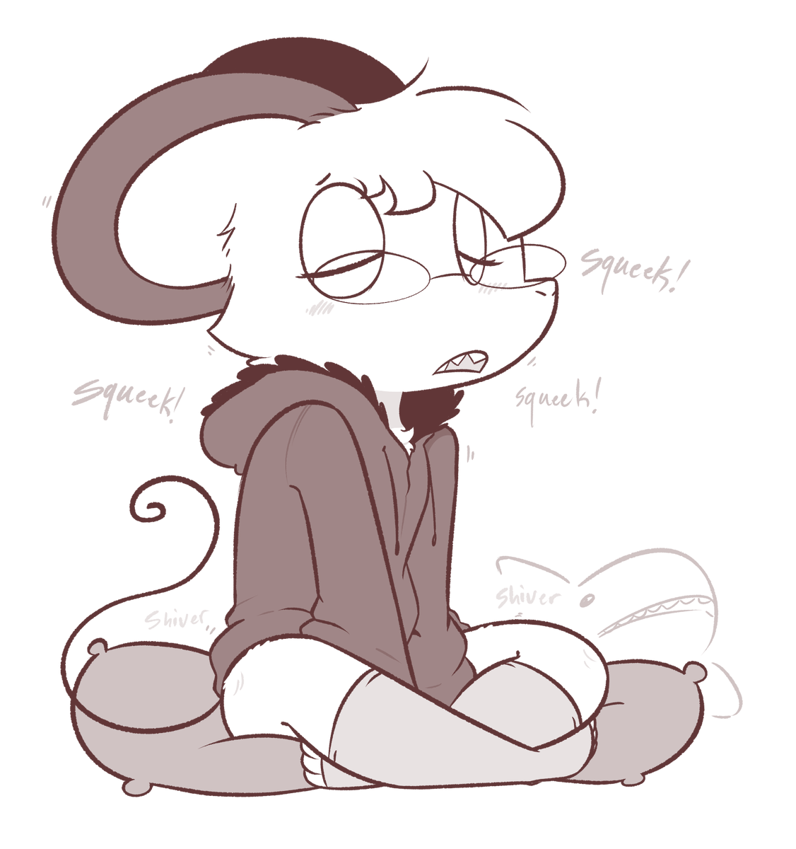 It is cold and no fluff around to keep her warm!