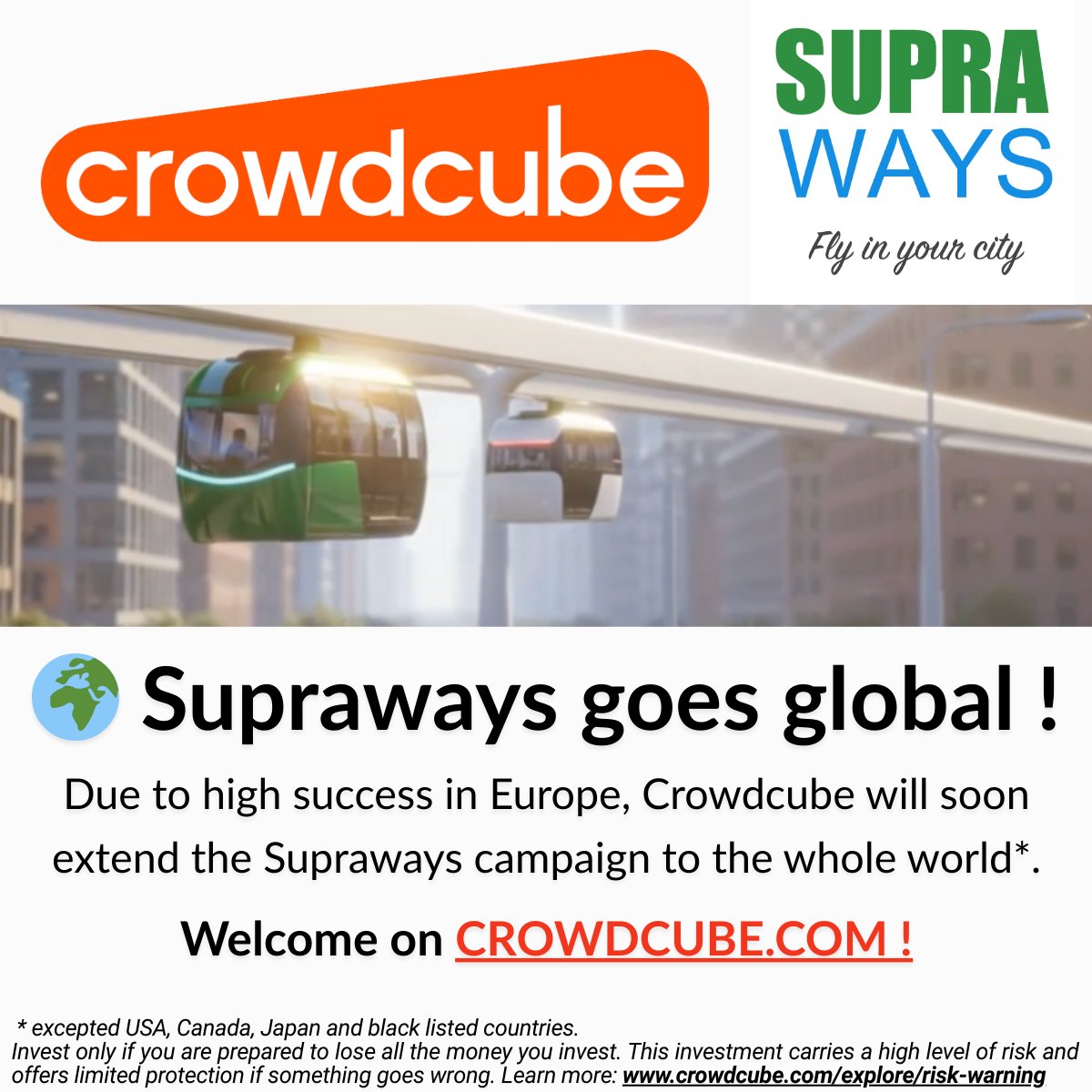 Supraways's tweet image. 🇬🇧 Supraways goes global! The campaign will soon reach new countries via Crowdcube. crowdcube.com/companies/supr…
👉 Join the adventure: supraways.com
#Supraways #Crowdcube #CleanTech