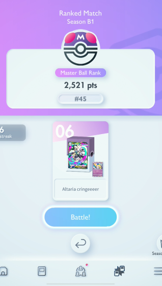 Encontre el mejor deck de Mega Altaria ex combinamos mi lista con un splash secreto! 200 Likes y comparto :) 

#PokemonTCGPocket #ポケポケ #ポケポケデッキ紹介