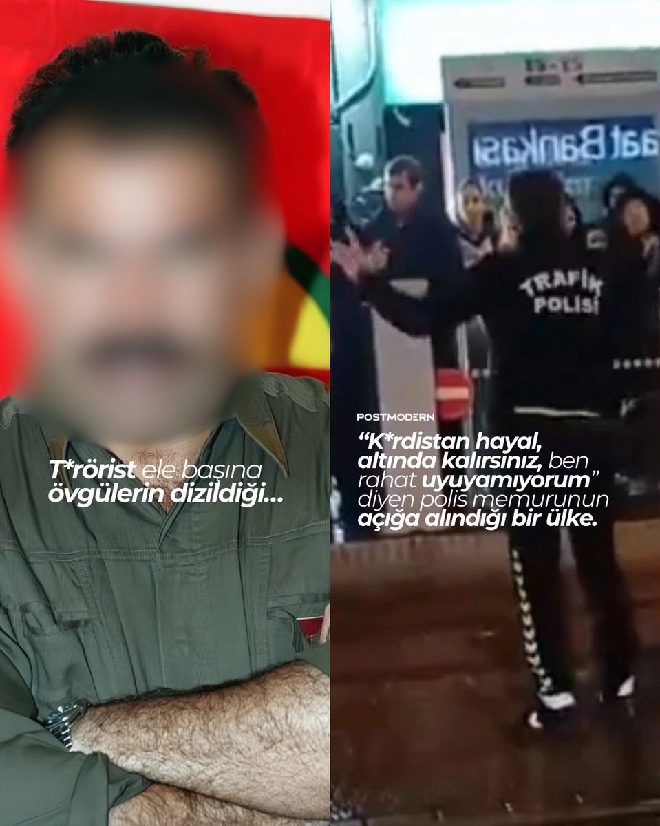 posttmodern's tweet photo. ÖZET • T*rörist ele başına övgülerin dizildiği; “K*rdistan hayal, altında kalırsınız, ben rahat uyuyamıyorum” diyen polis memurunun açığa alındığı bir ülke. https://t.co/wXUeEpuKDw
