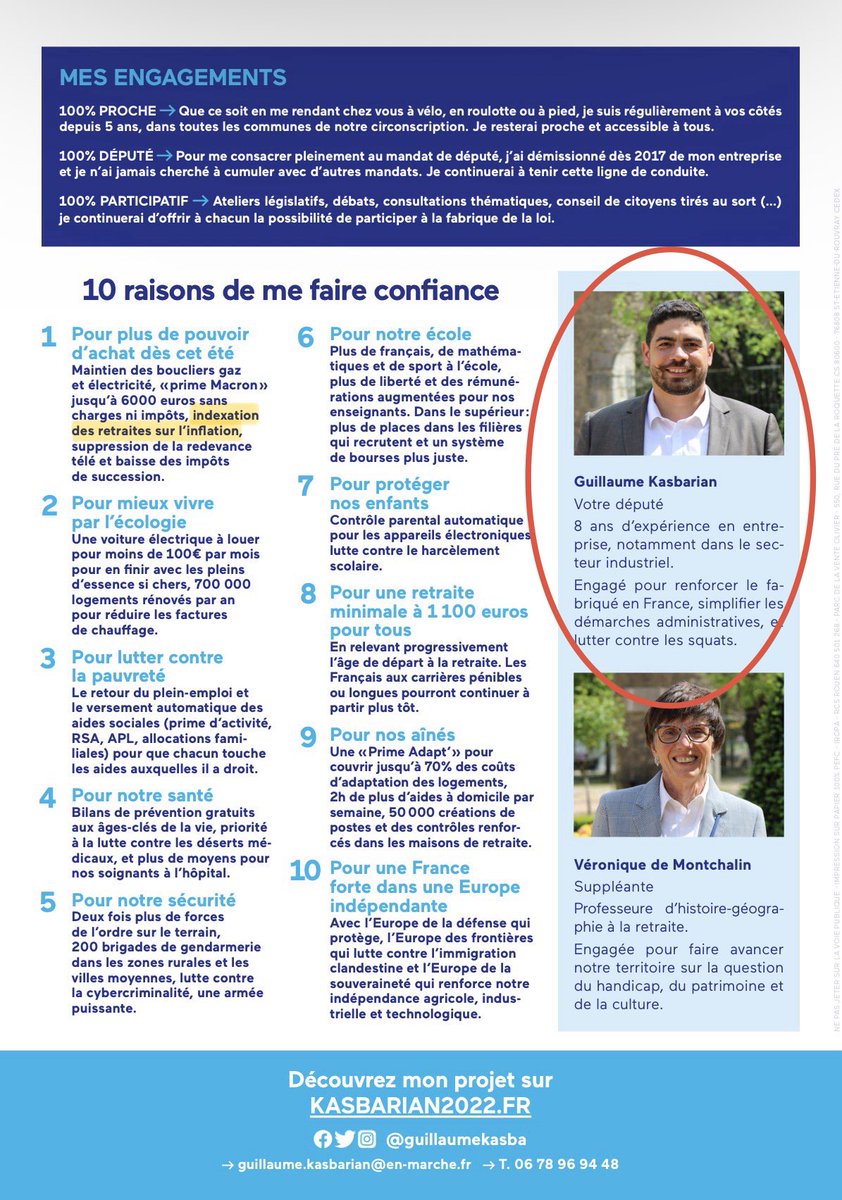 En 2022, <a href="/guillaumekasba/">Guillaume Kasbarian</a> était très favorable à l’indexation des pensions de retraite pour se faire réélire.

En 2025, il est contre l’indexation des pensions de retraite qui serait un « cadeau ».

Un véritable exemple de cohérence.