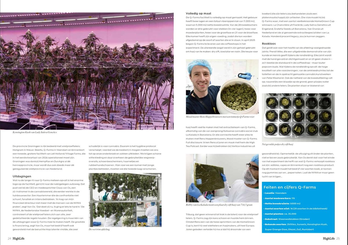 Deel 4 van mijn serie Binnenkijken bij de wietproef telers: Q-Farms, in HighLife 6, 2025. issuu.com/sandrasoftsecr… #wietproef
