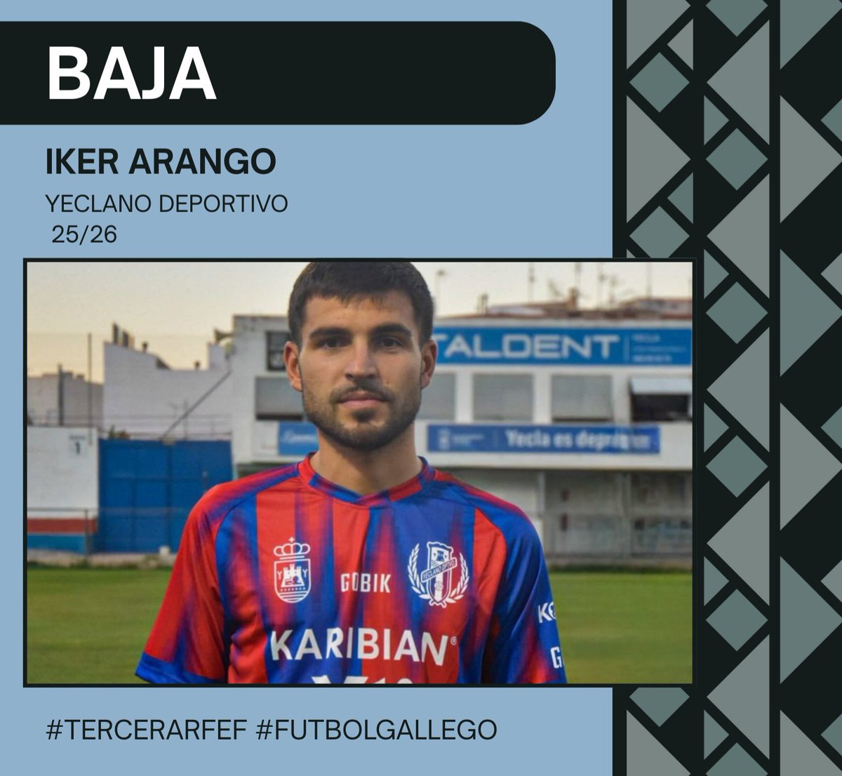 🔚𝗕𝗔𝗝𝗔🔚

☑️ Hoy se hacía oficial que el centrocampista vigués "𝐈𝐤𝐞𝐫 𝐀𝐫𝐚𝐧𝐠𝐨" no continuará en el filial del <a href="/Yeclano_dptvo/">Yeclano Deportivo</a> por motivos personales. Oportunidad de mercado para los clubes gallegos.👌

🗨#MercadoGallego 25/26 📊 <a href="/Tercerarfefinfo/">Tercera Federación / RFEF Info</a>