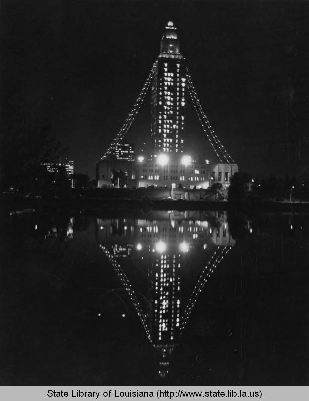#TBT - 1970's - State Capitol building with Christmas lights in Baton Rouge, Louisiana.