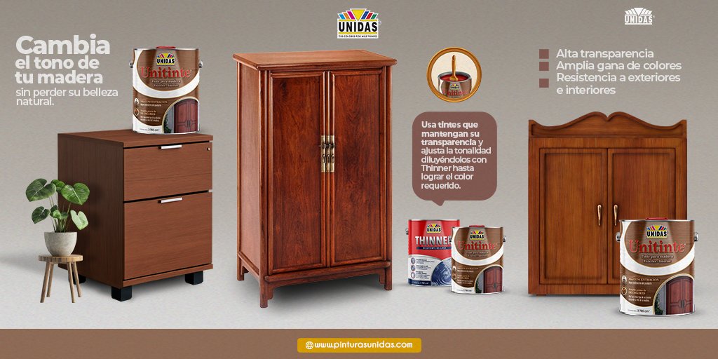 Realza la belleza natural de la madera con colores intensos y uniformes. 🪵 Su alta concentración permite tonos precisos y compatibles con lacas y barnices. 💡Ajusta el color diluyendo con Thinner y logra el color deseado.  

#PinturasUnidas #Unitinte #TintesParaMadera