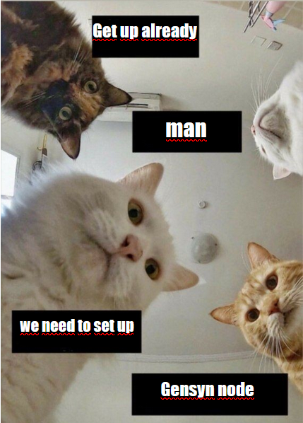 CryptoHero111's tweet photo. Bro, the validators are waiting 🤣🤣🤣
@gensynai  #Gensyn #AI #DeAI #Web3 #Crypto #DecentralizedAI #AICommunity #CryptoMeme #AIMeme #Builders #GPU #NodeRunner 🚀🤖 https://t.co/nqnJaJ7C98