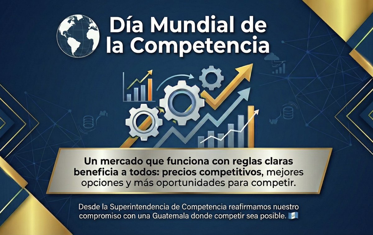 Hoy conmemoramos el Día Mundial de la Competencia.
Un mercado que funciona con reglas claras beneficia a todos: precios competitivos, mejores opciones y más oportunidades para competir.
Desde la SiCom reafirmamos nuestro compromiso con una Guatemala donde competir sea posible🇬🇹🌎