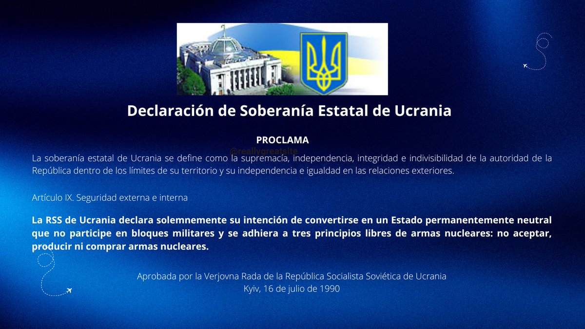 🇺🇦 #UkraineRussianWar 

🔴|Ucrania se convirtió en Estado soberano permanentemente neutral.

🔴|La neutralidad y no la OTAN ,es su mayor garantía de seguridad.

#Geopolitics #InteligenciaYPoder