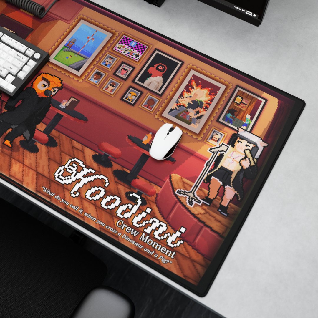 We made it happen! 

In collaboration with <a href="/SeaForest480/">Sea 🪴 Forest 🎨🎮📝</a>, we're introducing the first installment of the "CREW MOMENTS" mousepads!

Your favorite moments, illustrated and immortalized. 

In addition to this sick drop, EVERY ORDER will get a FREE 4D Mystery Pad from the vault!