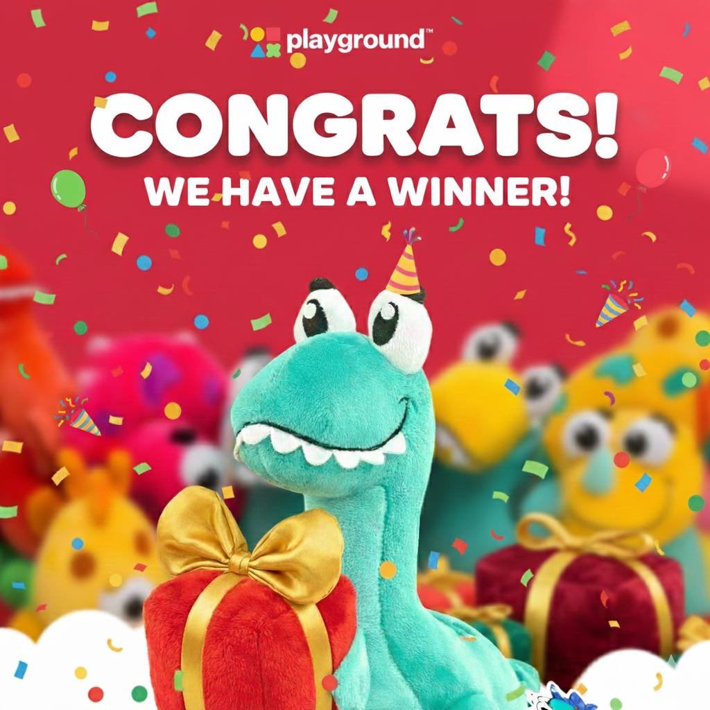 RAWR!!! 🎁

Congrats to <a href="/SatosheeshETH/">Satosheesh</a>!!!

You won the FULL SET Giveaway of the <a href="/Claynosaurz/">Claynosaurz</a> x <a href="/PlaygroundDrops/">Playground</a> Plushie collection 🦖

And your tagged friends will also receive a single Clayno plushie 🎁
<a href="/itzmemoryyy/">mem</a> 
<a href="/creativeburne/">CreativeDude</a> 
<a href="/eutelion6316/">Eutelion</a> 

Draw ID: 1764952669559 #xpickr