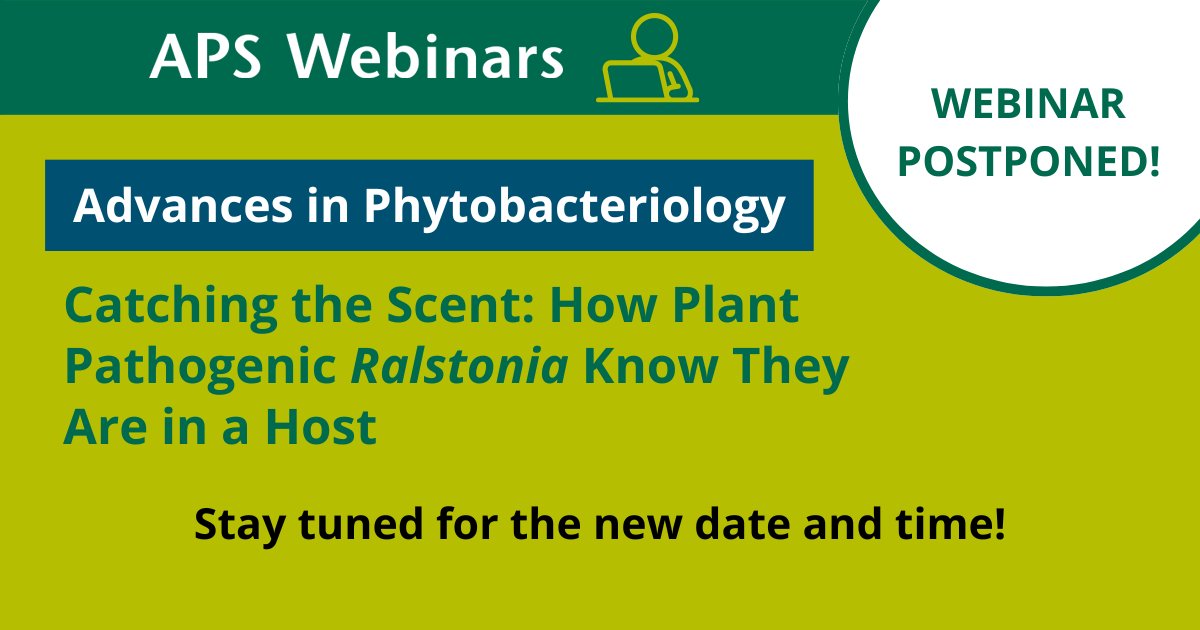 plantdisease's tweet photo. Due to an ongoing IT outage, the upcoming webinar, “Catching the Scent,” originally scheduled for December 8, will be postponed to a later date. We will share the new date as soon as it is confirmed.
Thank you for your understanding and continued support.
#APSwebinar https://t.co/X1gAptF0nh
