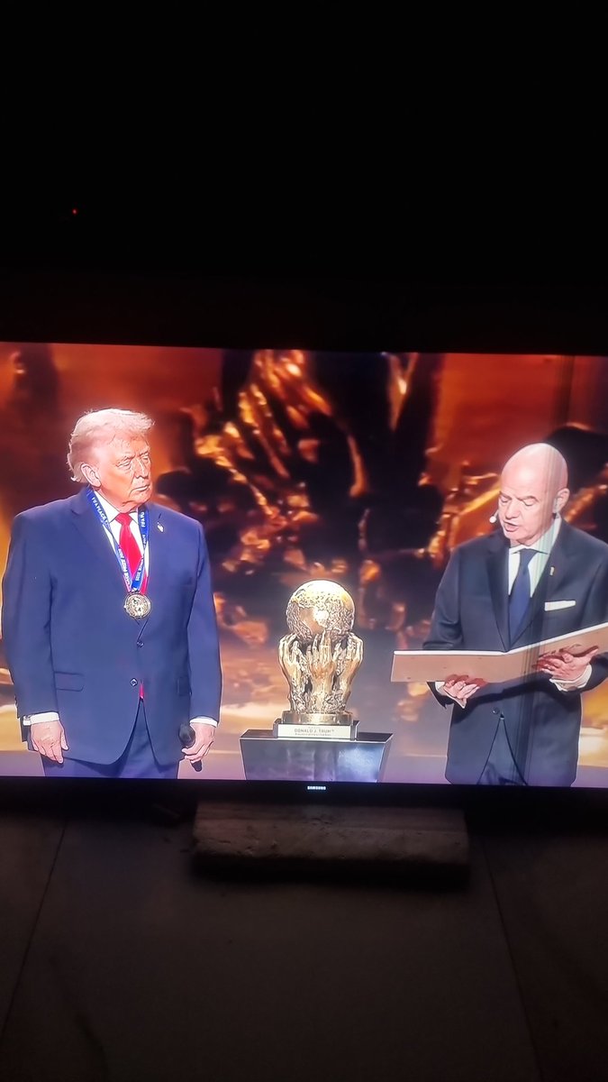 SoccerwrdPR's tweet photo. Congratulations to @realDonaldTrump for winning the FIFA peace award 

#FIFAWorldCup #fifagroup https://t.co/gy2C5MMJMM
