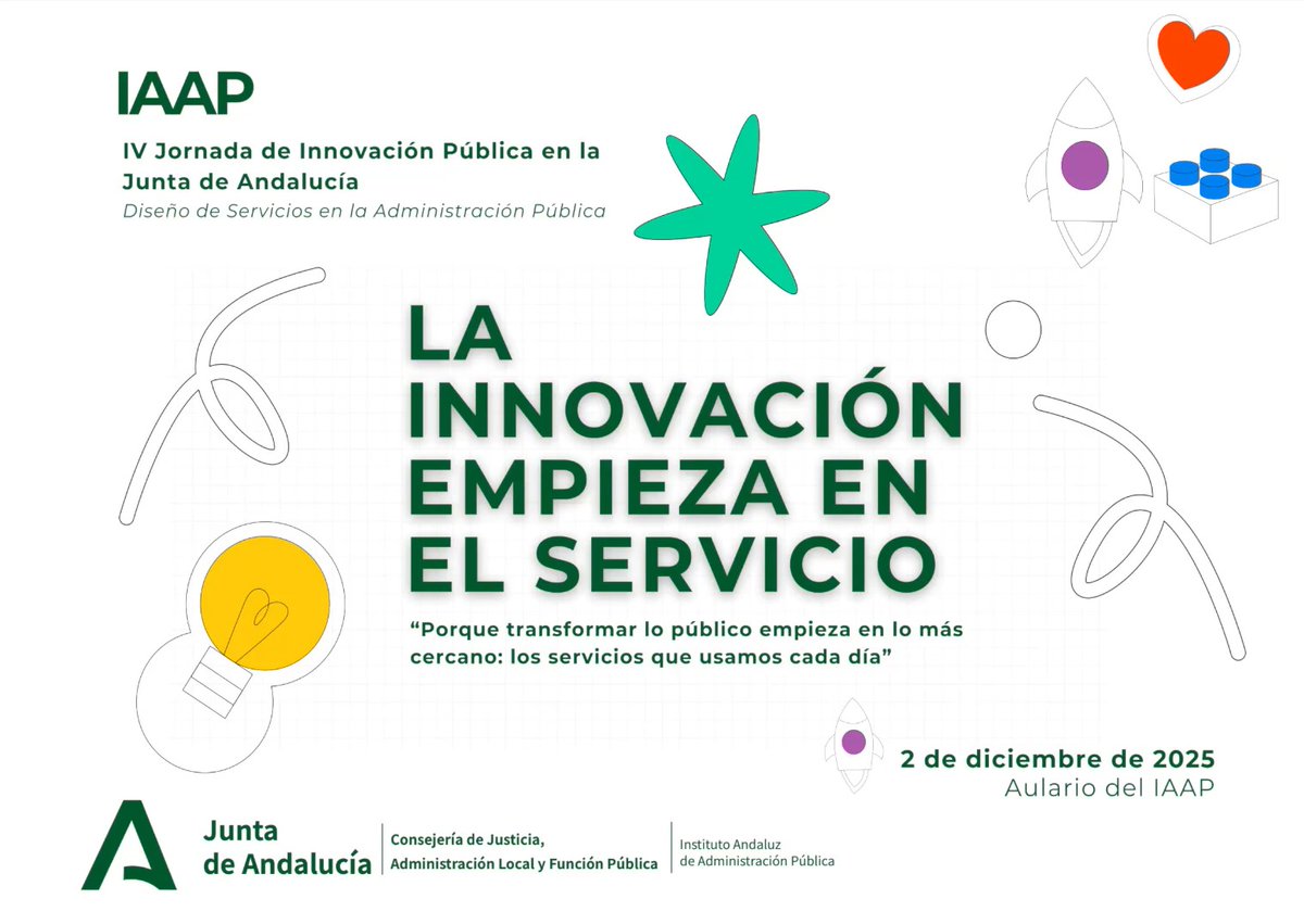 🙌🎥 Ya está disponible, en nuestro canal de #YouTube, la grabación de la IV Jornada de Innovación Pública en la <a href="/AndaluciaJunta/">Junta de Andalucía</a>: "La Innovación empieza en el Servicio".

🔙 Se celebró el pasado martes en el aulario del #IAAP con la asistencia de más de un centenar de personas.
